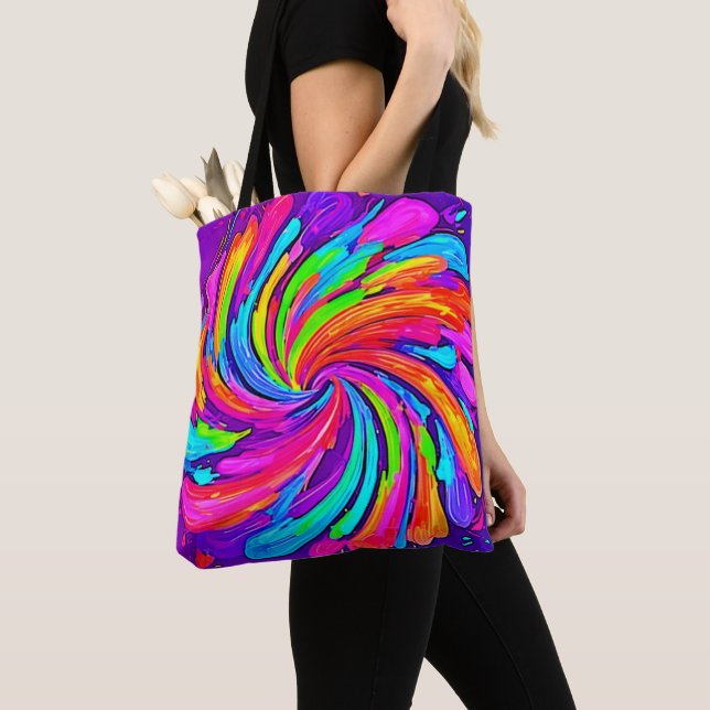 Soft Glow: Cartoon Rainbow  Tote Bag (Close Up)