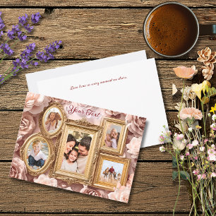 Soft Gold Baroque Floral Memory Frames Gallery Holiday Card