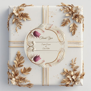 Soft Gold Baroque Grandeur with Tulip Floral Swirl Classic Round Sticker