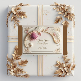 Soft Gold Baroque Grandeur with Tulip Floral Swirl Sticker