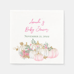 Soft Gold Blush Pink Rose Pumpkin Baby Shower Napkin