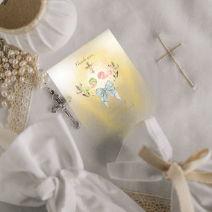 Soft gold cross Baptism invitation