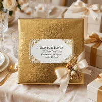 Soft Gold Ivory Baroque Flora Frame Return Address