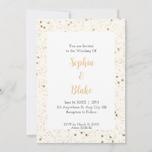 Soft Gold Starry Night Celestial Wedding Invitation