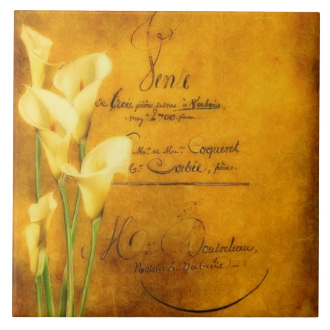 Soft golden calla lilies tile (Front)
