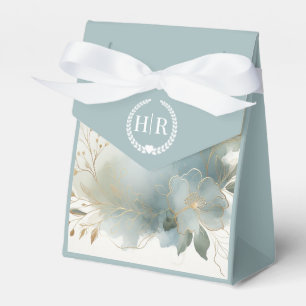 Soft Golden Dusty Blue Romance Wedding Favor Box