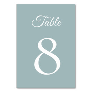 Soft Golden Dusty Blue Romance Wedding Table Number