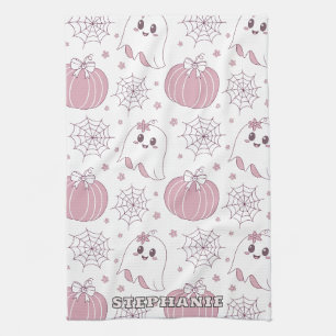 Soft Goth Pastel Halloween Pattern Kitchen Towel