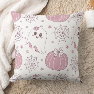 Soft Goth Pastel Halloween Pattern Throw Pillow