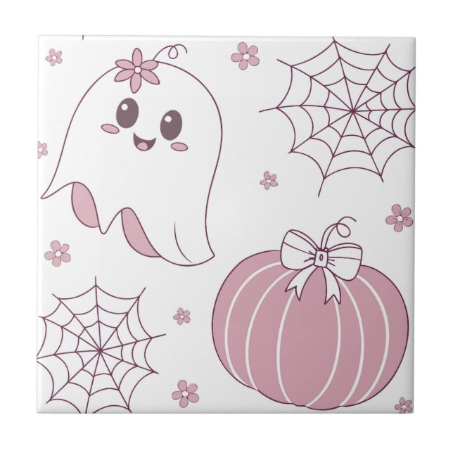 Soft Goth Pastel Halloween Pattern Tile (Front)