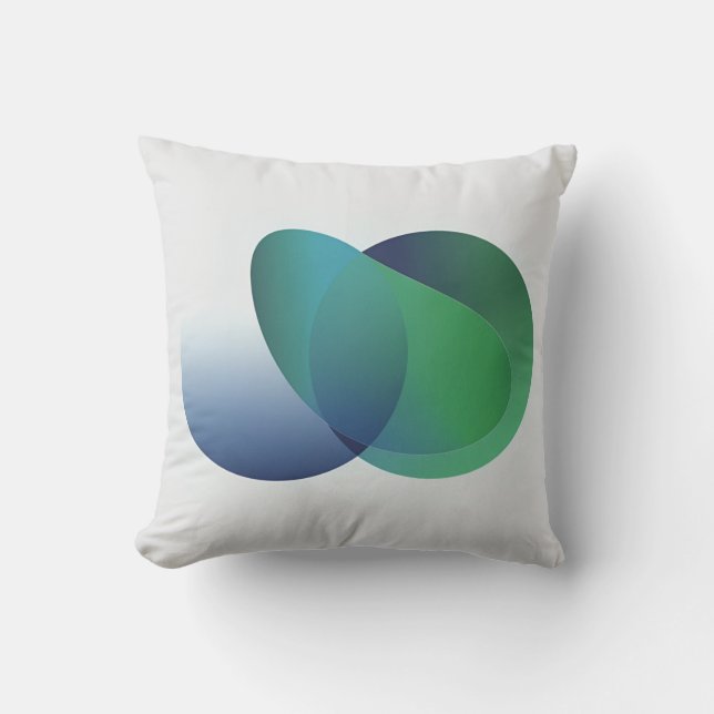 Soft Gradient Circles in Blue and Green Throw Pillow (Front)