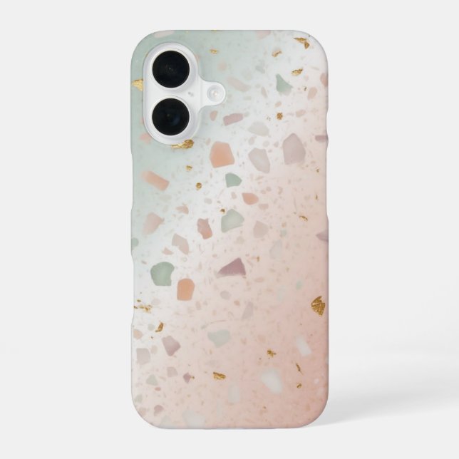 Soft Gradient French Terrazzo iPhone 16 Case (Back)