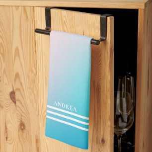 Soft gradient iridescent background white stripes kitchen towel