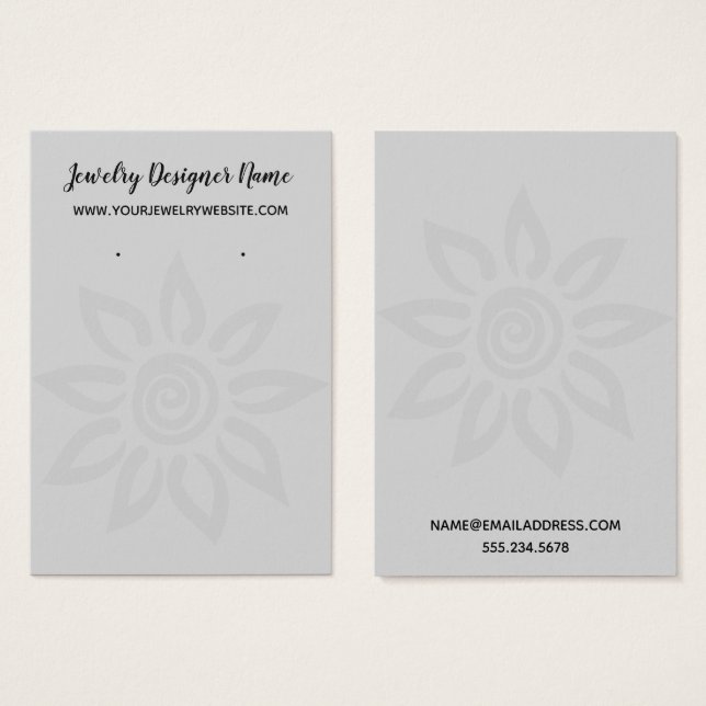 Soft Gray Graphic Flower 7 Earring Holder Display (Front & Back)