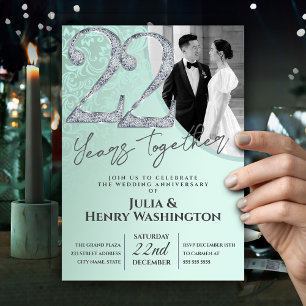 Soft Green 22nd  Wedding Anniversary  Invitation