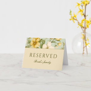 Soft green and beige flowers wedding reserved sign card