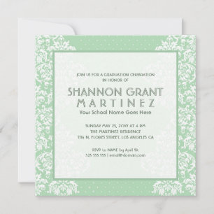 Soft Green And White Flowers-Elegant Grad Invite