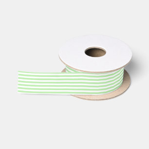 Soft Green and White Stripes Ribbon Satin Ribbon