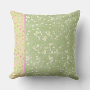 Soft Green and Yellow Flowers Throw Pillow