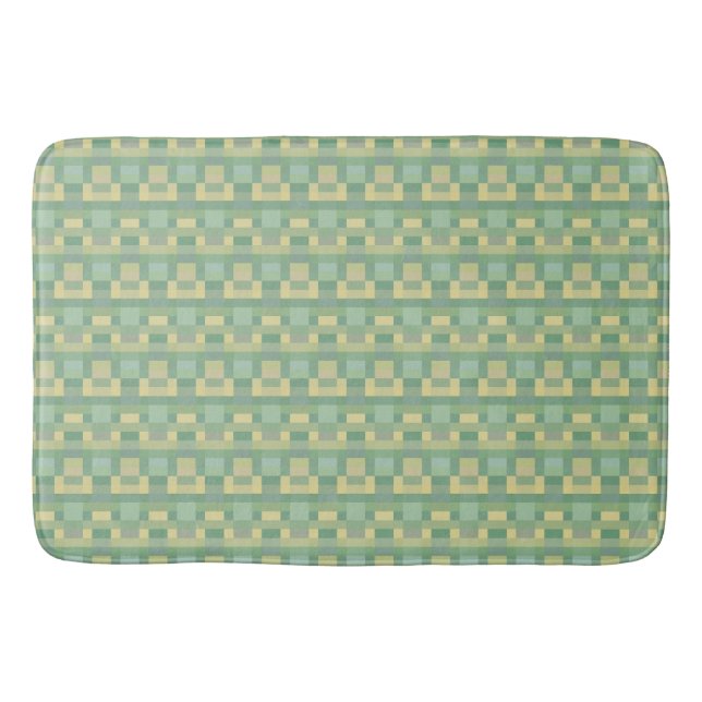 Soft green block grid bath mat (Front)