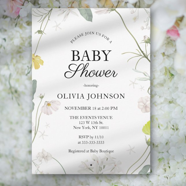 Soft Green Boho Gender Neutral Floral Baby Shower Invitation (Creator Uploaded)