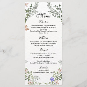 Soft Green Boho Gender Neutral Floral Baby Shower  Menu