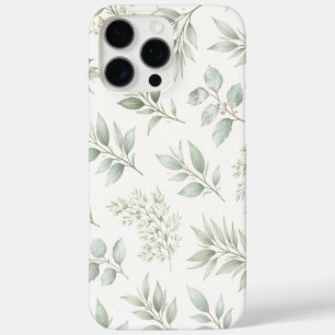 Soft Green Botanical Leaves Pattern iPhone 16 Pro Max Case