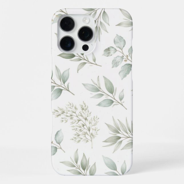 Soft Green Botanical Leaves Pattern  iPhone Case (Back)