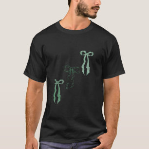Soft Green Coquette Bows Girly Aesthetic T-Shirt