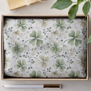 Soft Green & Cream Shamrock Pattern Tissue Paper