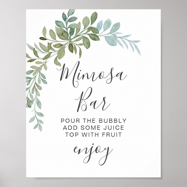 Soft Green Eucalyptus Watercolor Rustic Wedding Poster (Front)