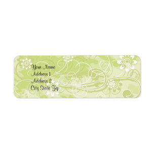 Soft Green Floral and Swirl Pattern Address Lables