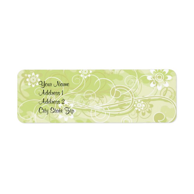 Soft Green Floral and Swirl Pattern Address Lables (Front)