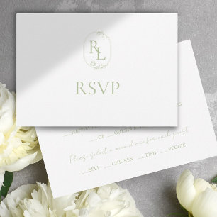Soft Green Floral Monogramme Mariage RSVP