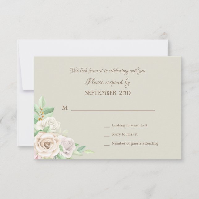 Soft Green Floral RSVP Cards (Front)