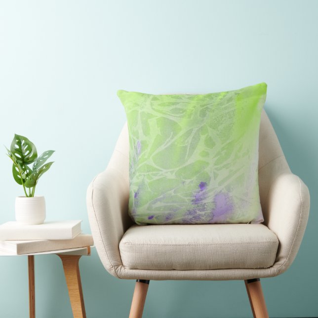 Soft Green & Lavender Harmony Throw Pillow (Chair)