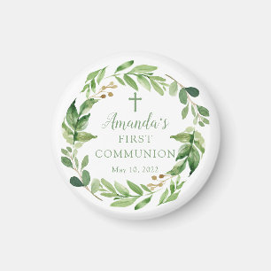 Soft Green Leaf First Communion  Magnet