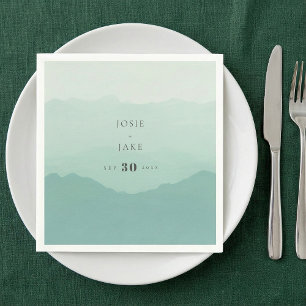 Soft green mountains wedding napkin