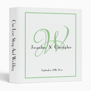 Soft Green Newlywed Monogram Black Script White Binder