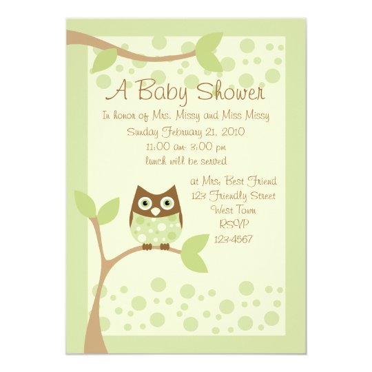 Soft Green Owl Baby Shower Invitation