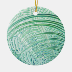 Soft Green Plant Palm Leaf Ceramic Ornament