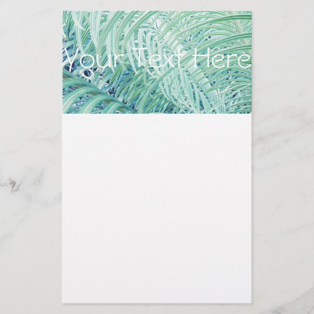 Soft Green Plant Palm Leaf Stationery (Front)