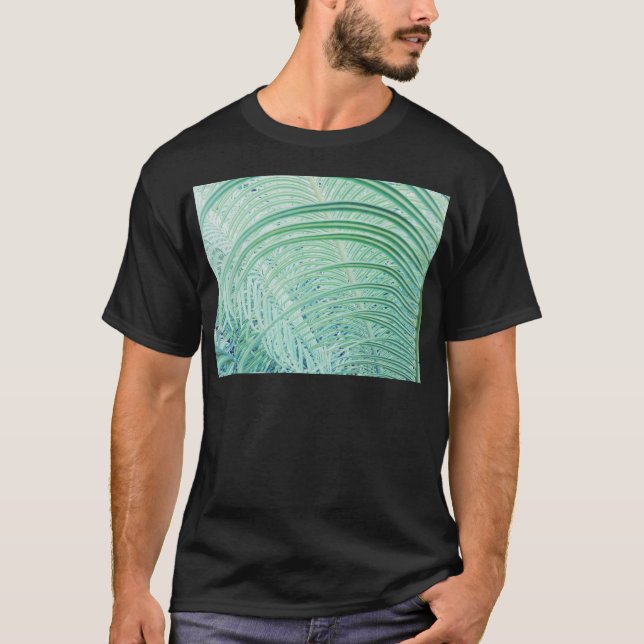 Soft Green Plant Palm Leaf T-Shirt (Front)