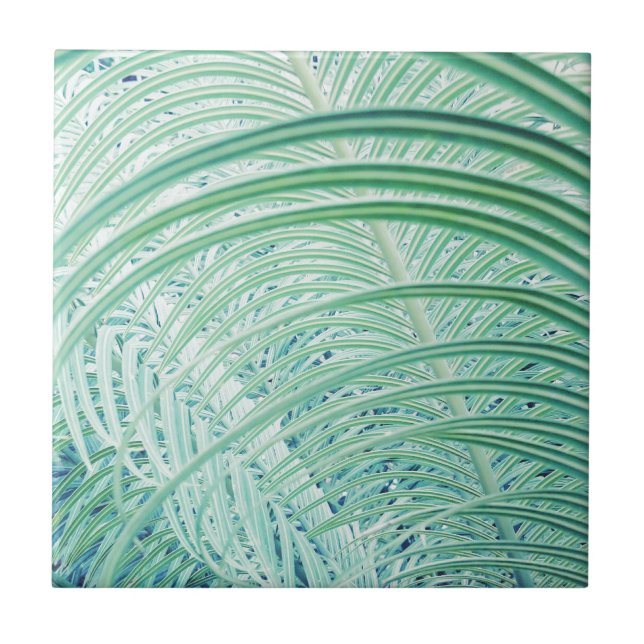 Soft Green Plant Palm Leaf Tile (Front)