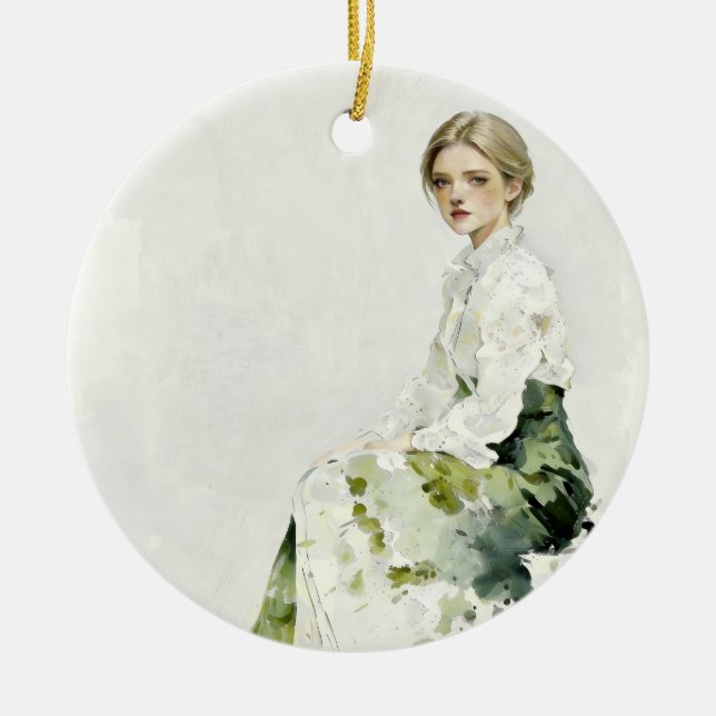 Soft Green Portrait Ornament (Front)