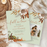 Soft green rust leaves boho floral fall wedding invitation<br><div class="desc">Modern rustic watercolor floral botanical boho flowers, pumpkin, foliage, and dried leaves making a chic autumn budget all in one online rsvp details wedding invitation with a trendy handwriting calligraphy script and earthy terracotta beige color palette on a light sage green background. Personalize it with your photo and QR code...</div>