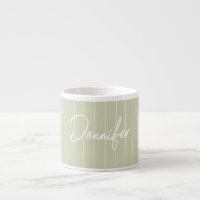 Soft Green Striped Hand writting Custom Name