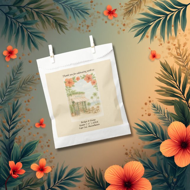 Soft Green Tropical Hawaii Destination Wedding Favour Bag (Creator Uploaded)