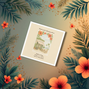 Soft Green Tropical Hawaii Destination Wedding Napkin