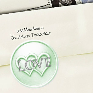Soft Green Two Hearts Intertwined Wedding Classic Round Sticker